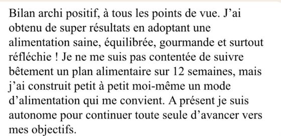 Message reçu d'Alizé à la fin de son accompagnement